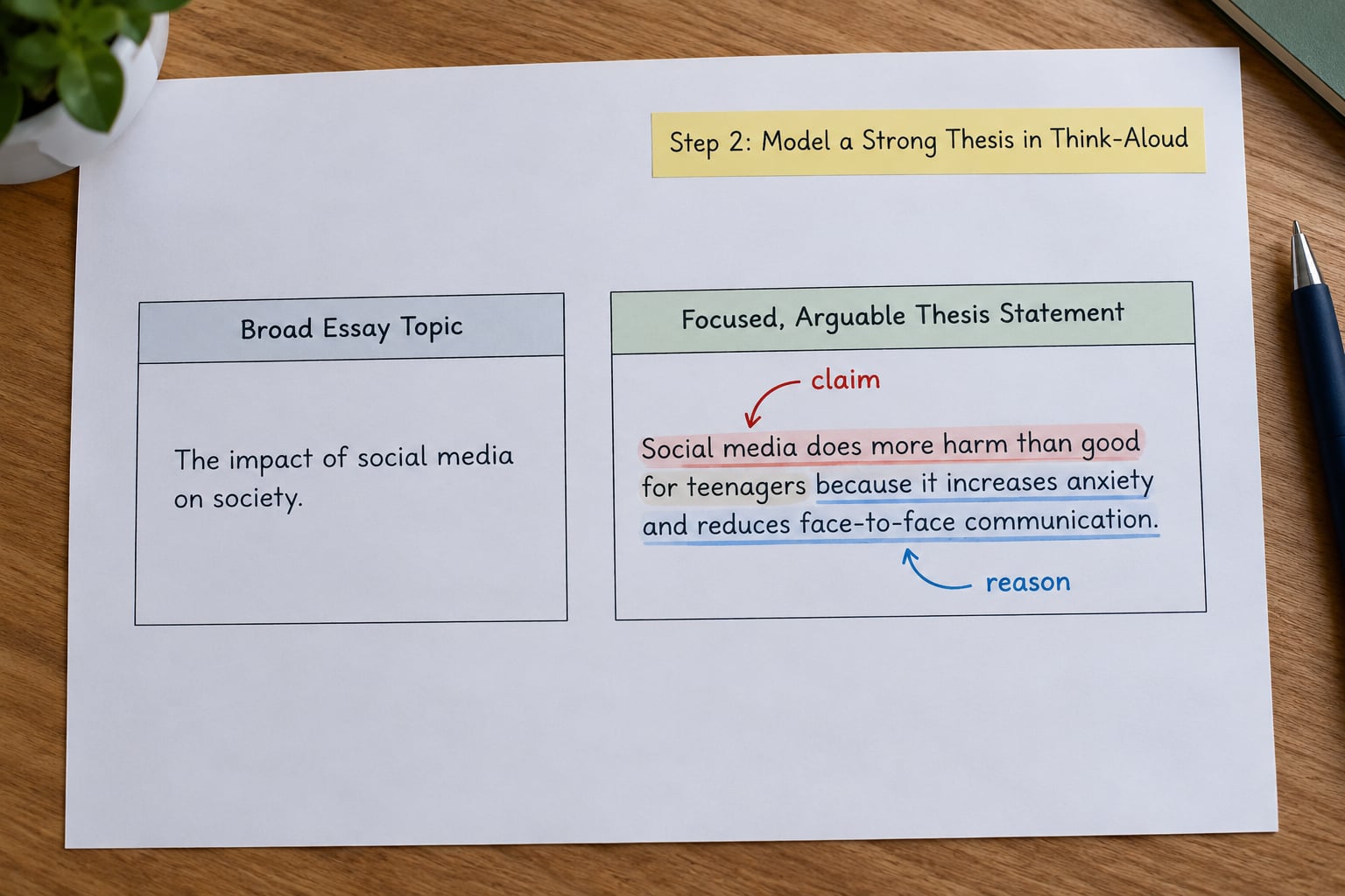 Step 2: Model a Strong Thesis in Think-Aloud