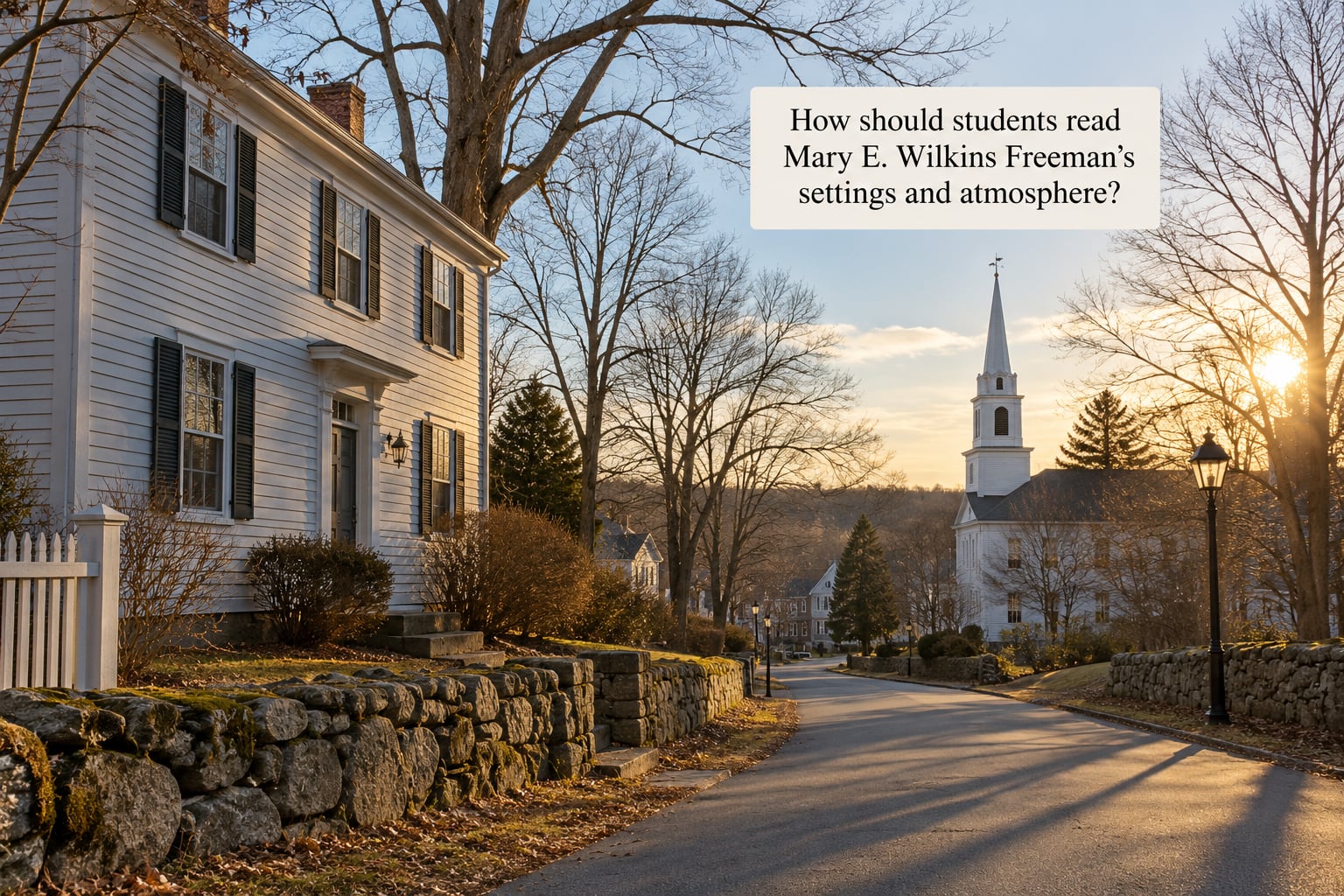 How should students read Mary E. Wilkins Freeman's settings and atmosphere?