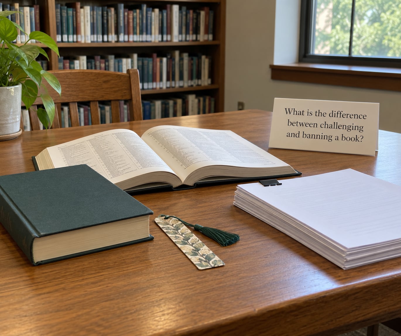 What is the difference between challenging and banning a book?